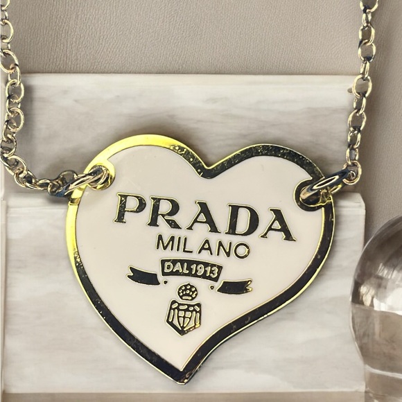 Upcycled Prada Pendent Chain Necklace 18K Plated Stainless - Picture 3 of 4